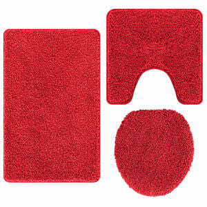 vidaXL Ensemble de tapis de bain antid&eacute;rapants 3 pc Rouge 50 x 80 cm