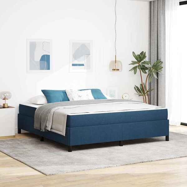 vidaXL Lit &agrave; ressorts Bleu 180 x 200 cm tissu