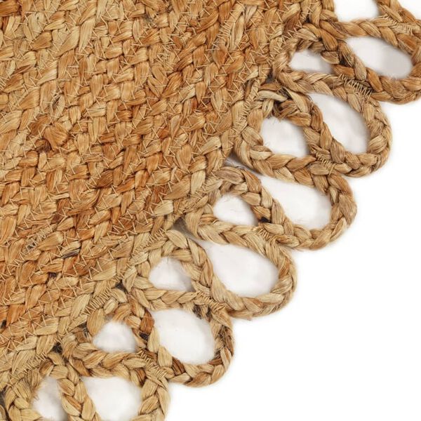vidaXL Tapis tress&eacute; avec bord ondul&eacute; 180 cm Jute Rond