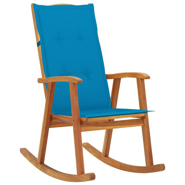 vidaXL Chaise &agrave; bascule avec coussins Bois d'acacia massif