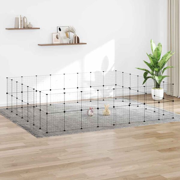 vidaXL Cage animaux de compagnie &agrave; 60 panneaux et porte Noir 35x35 cm