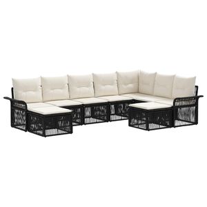 vidaXL Ensemble de canap&eacute; de jardin 9 pcs Noir et blanc cr&egrave;me