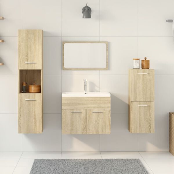 vidaXL Ensemble de meubles de salle de bain 4 pcs ch&ecirc;ne sonoma