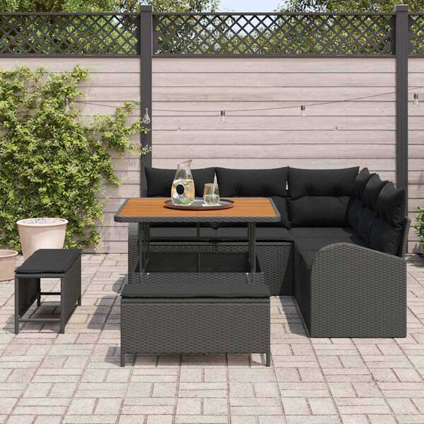 vidaXL Ensemble de canap&eacute; de jardin avec coussin 8 pcs Noir