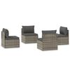 vidaXL Canap&eacute;s centraux de jardin 4 pcs Gris 57x57x56 cm Poly rotin