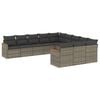 vidaXL Salon de jardin 11 pcs avec coussins gris r&eacute;sine tress&eacute;e