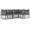 vidaXL Salon de jardin 4 pcs avec coussins anthracite r&eacute;sine tress&eacute;e