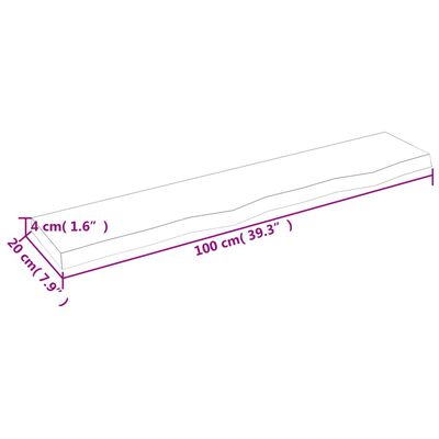 vidaXL Étagère murale marron foncé 100x20x4cm bois chêne massif traité