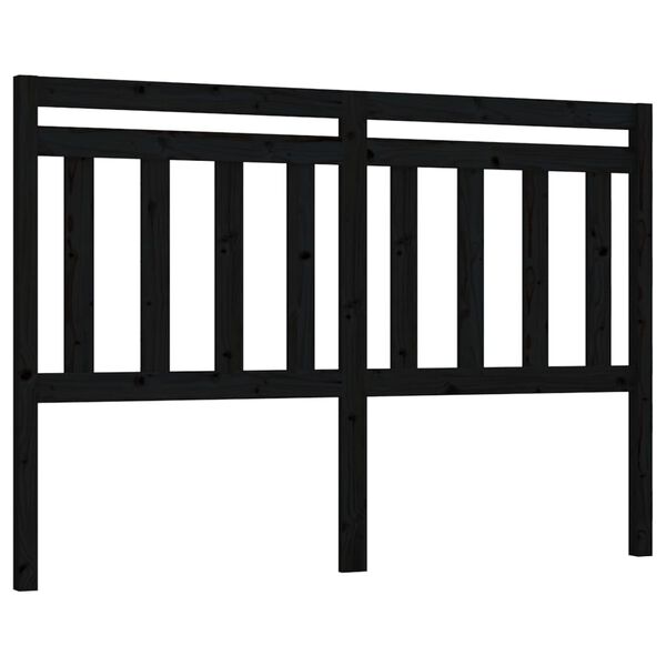 vidaXL T&ecirc;te de lit Noir 126x4x100 cm Bois massif de pin