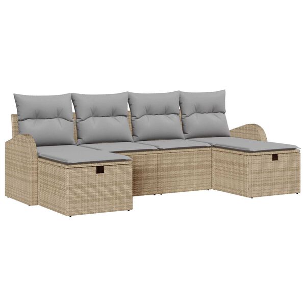 vidaXL Ensemble de Canap&eacute;s 6 pcs Beige et Gris clair polyrotin