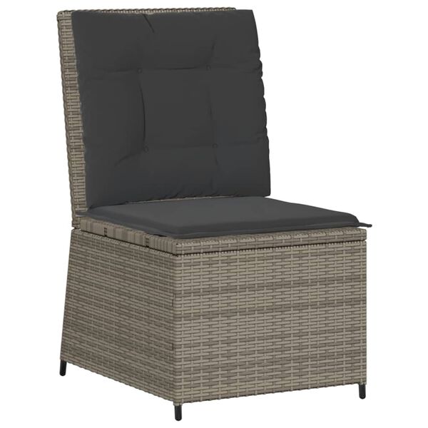 vidaXL Canap&eacute; inclinable de jardin avec coussins gris r&eacute;sine tress&eacute;e