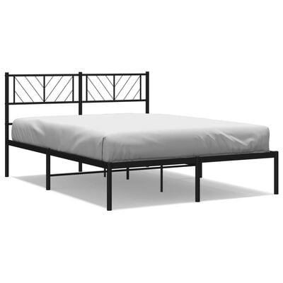 vidaXL Cadre de lit métal sans matelas avec tête de lit noir 120x190cm