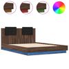 vidaXL Cadre de lit avec LED sans matelas ch&ecirc;ne marron 140x200 cm