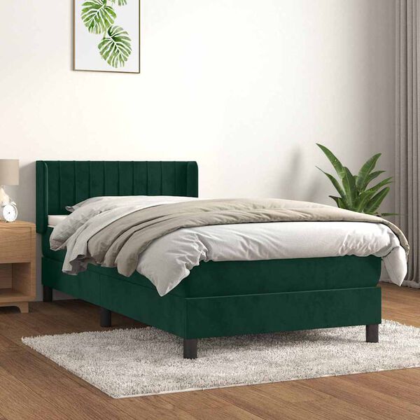 vidaXL Sommier &agrave; lattes de lit avec matelas Vert fonc&eacute; 100x200 cm