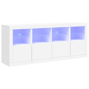 vidaXL Buffet avec lumi&egrave;res LED blanc 163x37x67 cm