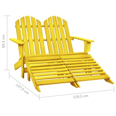 vidaXL Chaise de jardin Adirondack 2 places et pouf sapin massif jaune