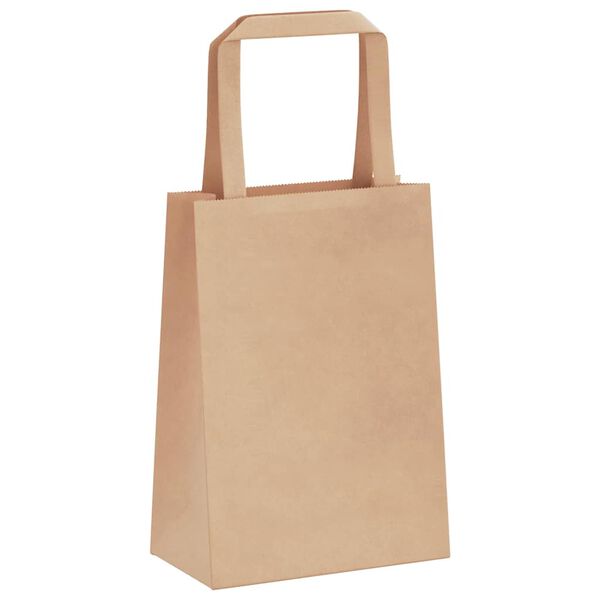 vidaXL Sacs en papier 250 pcs avec poign&eacute;es marron 15x8x21 cm