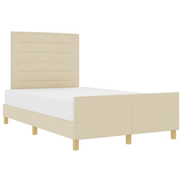 vidaXL Cadre de lit avec t&ecirc;te de lit Cr&egrave;me 140 x 200 cm tissu