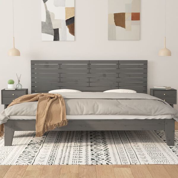 vidaXL T&ecirc;te de lit murale Gris 206x3x63 cm Bois massif de pin