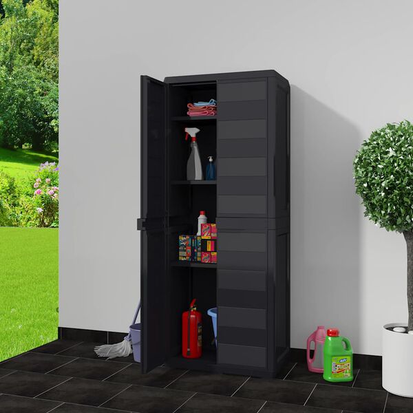 vidaXL Armoire de rangement de jardin avec 3 étagères Noir