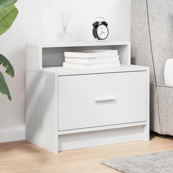 vidaXL Table de chevet avec tiroir blanc 51x31x47 cm