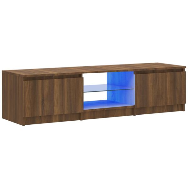 vidaXL Meuble TV avec lumi&egrave;res LED Ch&ecirc;ne marron 140x40x35,5 cm
