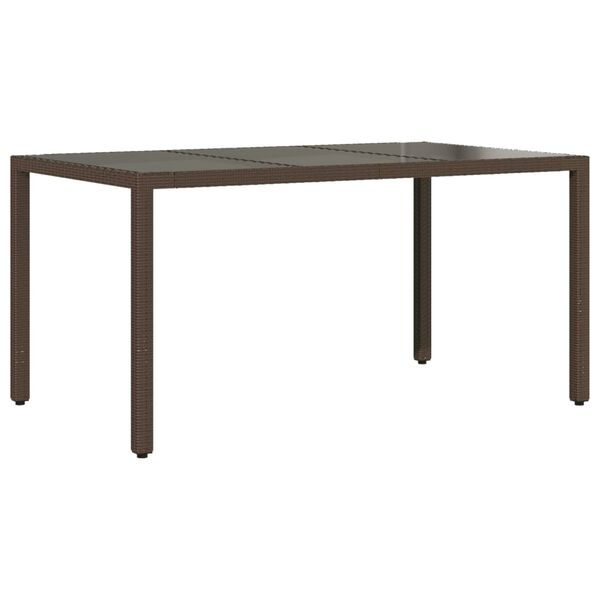 vidaXL Table de jardin 150x90x75 cm Verre trempé/résine tressée Marron