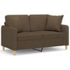 vidaXL Canap&eacute; 2 places et oreillers et coussins Marron 120 cm Tissu