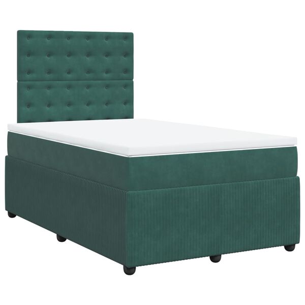 vidaXL Sommier &agrave; lattes de lit et matelas Vert fonc&eacute; 120x200cm Velours