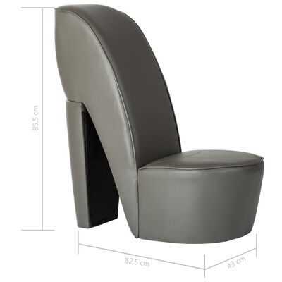 vidaXL Chaise en forme de chaussure à talon haut Gris Similicuir