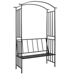 vidaXL Vo&ucirc;te de jardin avec banc Noir 128x50x207 cm Fer