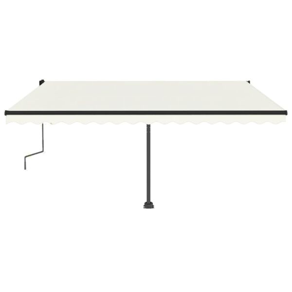 vidaXL Auvent manuel r&eacute;tractable avec LED 450x350 cm Cr&egrave;me