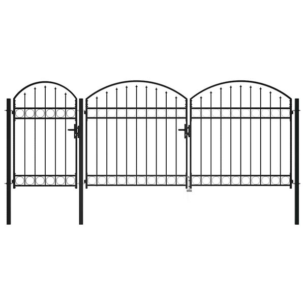 vidaXL Portail de cl&ocirc;ture de jardin avec sommet en arc Gris