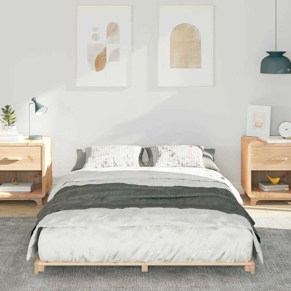 vidaXL Cadre de lit sur&eacute;lev&eacute; Marron 120 x190 cm Bois massif en pin