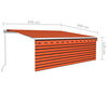 vidaXL Auvent manuel r&eacute;tractable et store et LED 4,5x3 m Orange/marron
