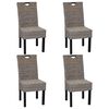 vidaXL Chaises &agrave; manger lot de 4 rotin Kubu bois de manguier