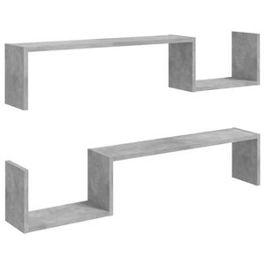 vidaXL &Eacute;tag&egrave;res murales 2 pcs gris b&eacute;ton 100x15x20cm bois d'ing&eacute;nierie