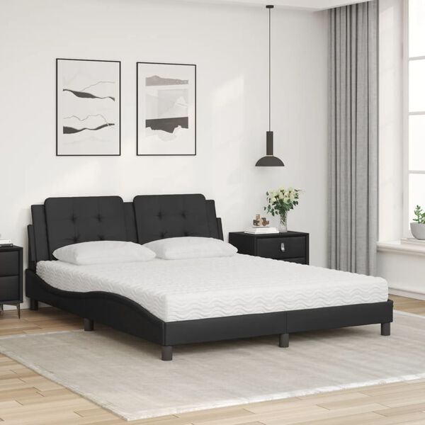 vidaXL Lit avec matelas Zadar noir 160x200 cm similicuir