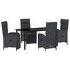 vidaXL Ensemble de salle &agrave; manger pour jardin 5 pc Noir polyrotin