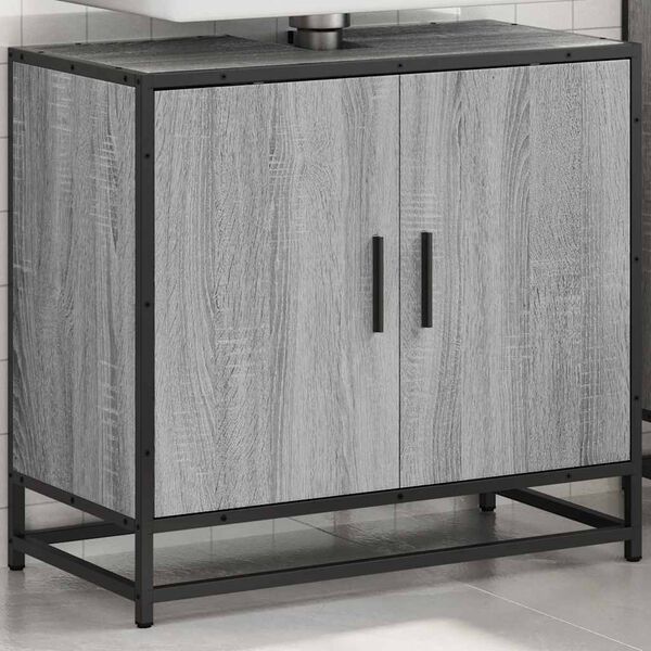 vidaXL Armoire de lavabo de salle de bain sonoma gris 65x33x60 cm