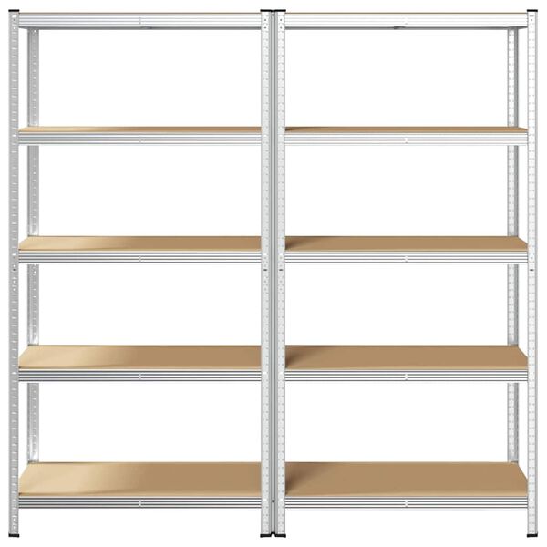 vidaXL &Eacute;tag&egrave;res de rangement &agrave; 5 niveaux 2 pcs acier bois d'ing&eacute;nierie