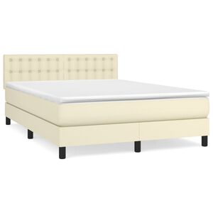 vidaXL Sommier &agrave; lattes de lit avec matelas Cr&egrave;me 140x200cm Similicuir