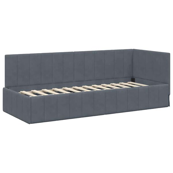 vidaXL Cadre de lit d'angle Gris fonc&eacute; 80 cm x 200 cm Velours