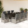 vidaXL Ensemble &agrave; manger de jardin 9 pcs coussins gris r&eacute;sine tress&eacute;e