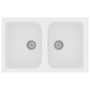 vidaXL &Eacute;vier de cuisine Blanc 76 x 48 x 30 cm Quartz et r&eacute;sine