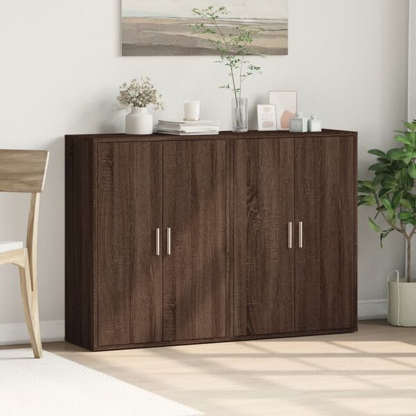 vidaXL Buffets 2 pcs ch&ecirc;ne marron 60x31x84 cm bois d'ing&eacute;nierie