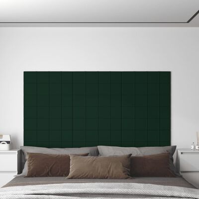 vidaXL Panneaux muraux 12 pcs Vert foncé 60x15 cm Velours 1,08 m²