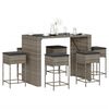 vidaXL Ensemble de bar de jardin 7 pcs avec coussins gris poly rotin