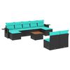 vidaXL Ensemble de canap&eacute; de jardin 10 pcs avec coussins noir r&eacute;sine tress&eacute;e