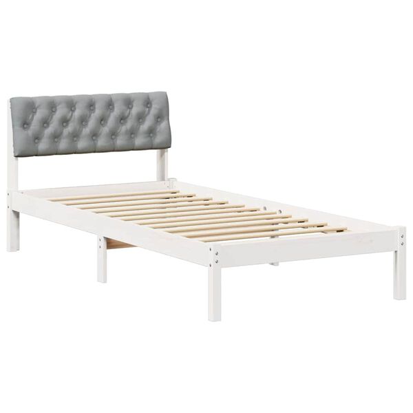 vidaXL Cadre de lit Blanc et gris clair 90 x 200 cm Bois massif en pin